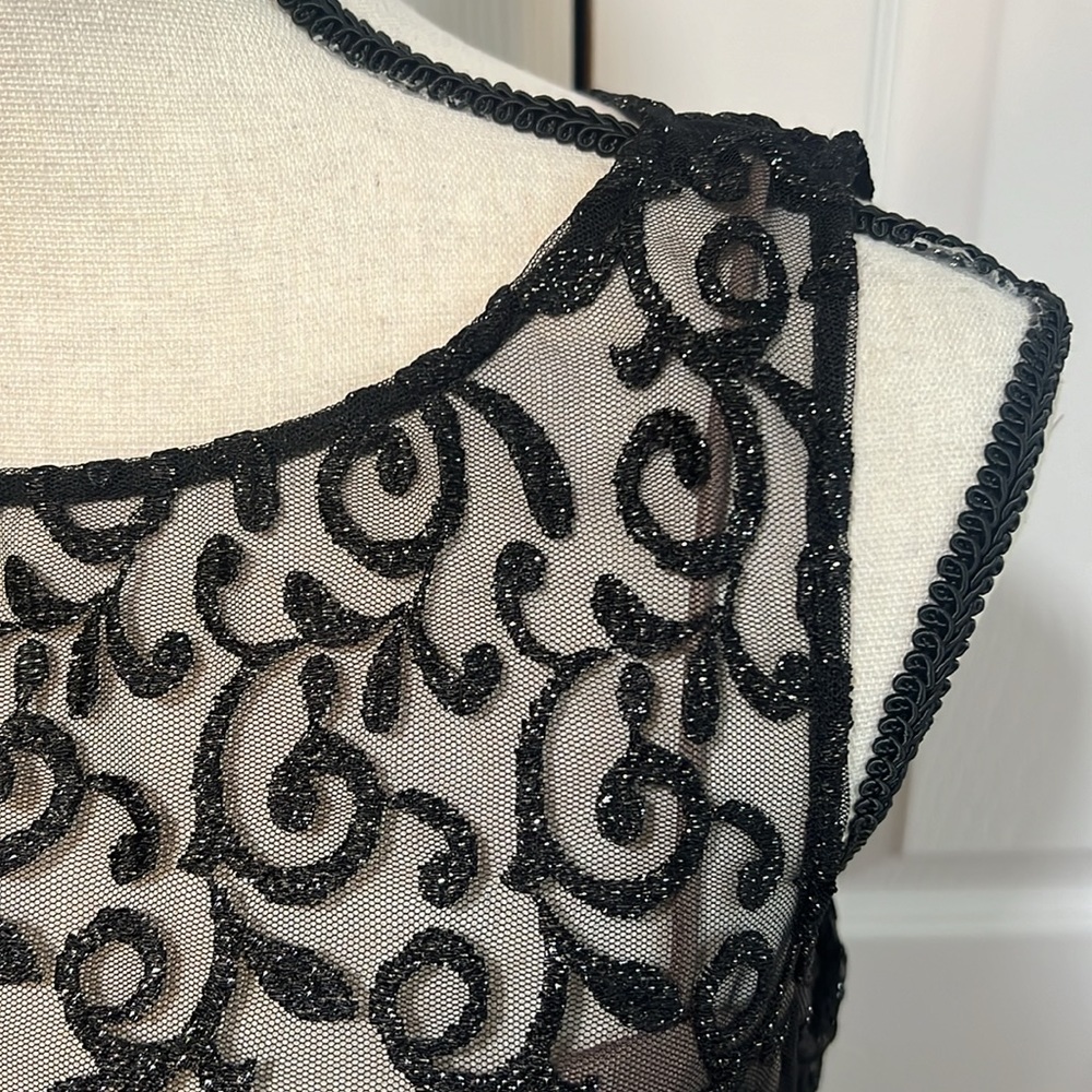Ignite Evenings, Carolyn Black beaded peplum floor length formal gown women’s 6 - Picture 4 of 10